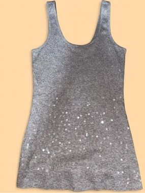 Express Silver Gray Sequin Scoop Tank